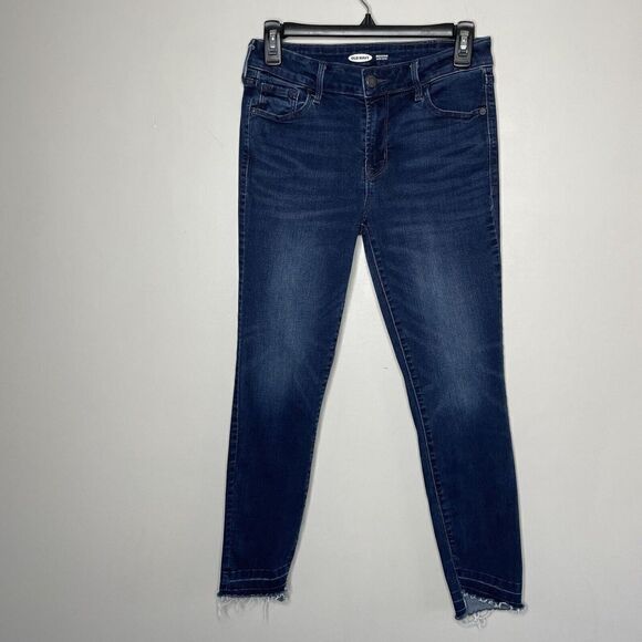 Old Navy Denim - OLD NAVY Jeans Womens 4 Rockstar Super Skinny Distressed Medium Wash Raw Hem